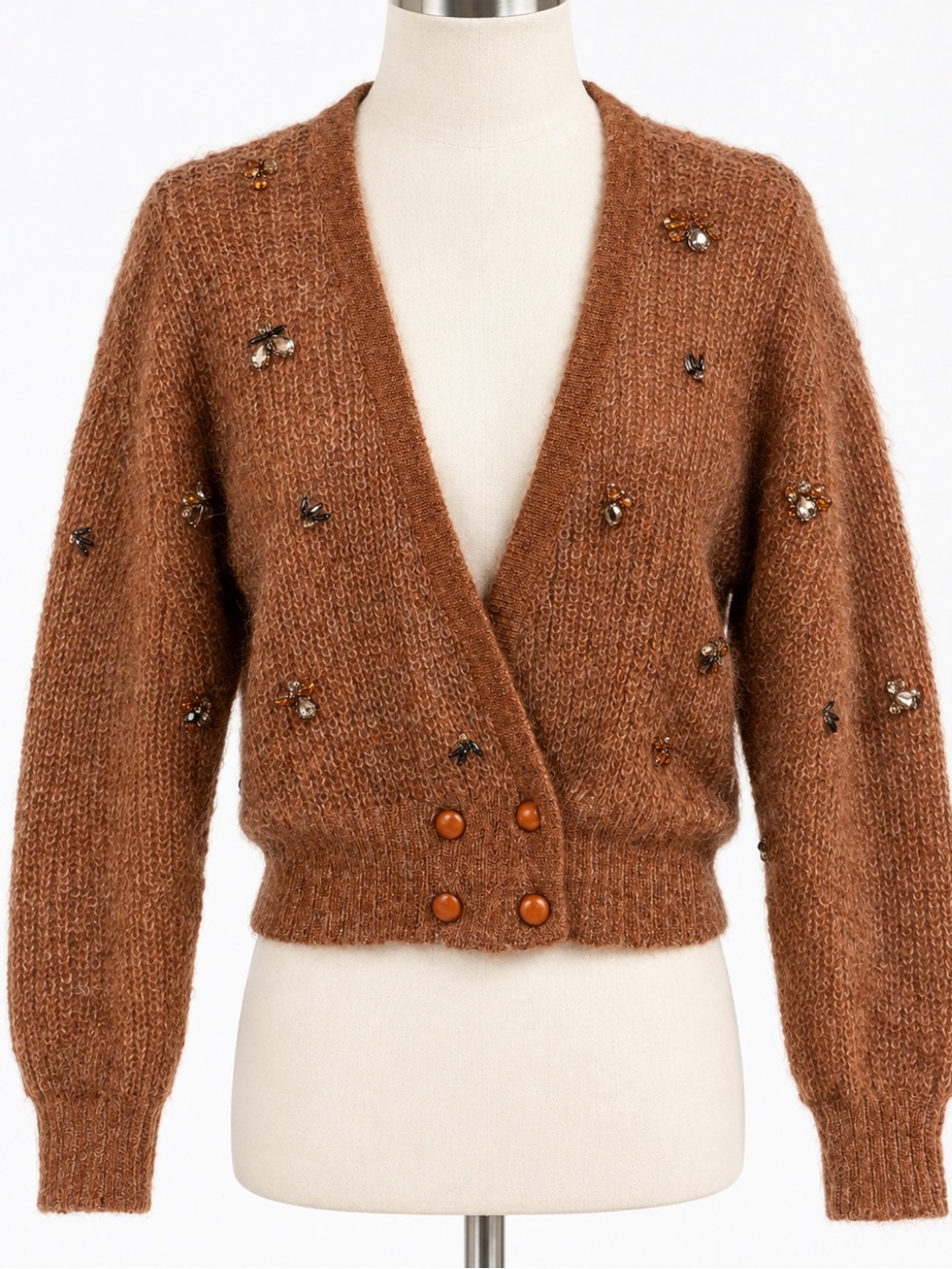 Charlie & Robin Anthropologie Kid Mohair Wool Blend Embellished Sweater Size M